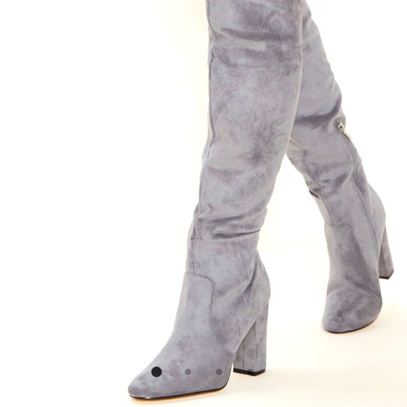 GREY OVER THE KNEE BEHATII BOOTS - Picture 1 of 4